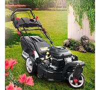 BRAST tondeuse thermique 3 roues TRIKE E-START 224cc 53cm tractée démarrage électrique mulching 4en1 capot en tôle en acier 60l - moteur 4 temps de la marque française GT reglable