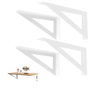 BRATA Equerre Etagere Murale Blanche 25 cm, Lot de 4, Support Étagère | Metal, robuste, triangulaire, supporte 50 kg, décorative, supports d'étagère, vis incluses, faciles à installer