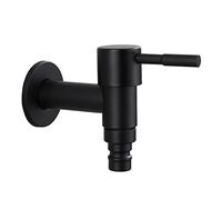 Brateuanoii Robinet d'eau froide en acier inoxydable noir | Vadrouille Robinet de Piscine, Robinet à Poignée Courte en Acier Inoxydable pour Balcon, Salle de, Cuisine, Jardin