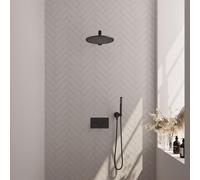 BRAUER Black Edition ensemble de douche pluie encastré - douche de tête Ø 30 cm - bras mural droit 39.4 cm - douchette bâton - avec inverseur 5-S-161