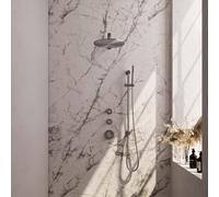Brauer Brushed Edition Ensemble de douche encastrable - pomme de douche 30cm - 3 boutons - bras mural droit - barre curseur - partie encastrable - douchette stick 1 jet - PVD - inox brossé 5-NG-034