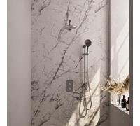 BRAUER Brushed Edition ensemble de douche pluie encastré - douche de tête Ø 20 cm - bras mural droit 40 cm - douchette ronde - avec inverseur 5-NG-070