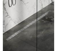 Brauer caniveau de douche - 140x7x6.7cm - bride de sol peu profonde - sortie latérale - inox DR-SRF140NG