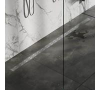 Brauer Caniveau de douche - 200x7x6.7cm - bride de sol peu profonde - sortie latérale - inox DR-SRF200NG