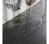 Brauer Caniveau de douche - 60x7x6.7cm - flasque de sol peu profonde - sortie latérale - grille de carrelage réversible - inox DR-MRF60NG