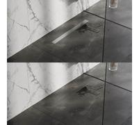 Brauer Caniveau de douche - 70x7x6.7cm - flasque de sol peu profonde - sortie latérale - grille de carrelage réversible - inox DR-MRF70NG