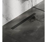 Brauer Caniveau de douche - 80x7.5cm - bride de plancher - grille à carreler réversible - inox - noir mat DR-MRF80S