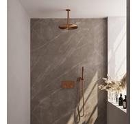 BRAUER Copper Edition ensemble de douche pluie encastré - douche de tête Ø 30 cm - bras de plafond 30 cm - douchette bâton - support fixe 5-GK-165