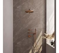 BRAUER Copper Edition ensemble de douche pluie encastré - douche de tête Ø 30 cm - bras mural droit 40 cm - douchette bâton - support fixe 5-GK-026