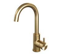 Brauer Gold - Édition Ensemble de robinet mélangeur à poser - haut - pivotant - bec rond - modèle b - PVD - or brossé 5-GG-003-R2