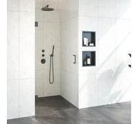 BRAUER Void porte de niche verre clair 90x200 réversible incl. traitement anticalcaire PVD gunmetal brossé GS-VON1H90200GM
