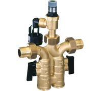 Braukmann Groupe de s curit 3/4" 6bar sans pression Compos de : Clapet anti-retour, vannes d'arrrt, tubulure et soupape de scurit lambda. Testé DIN/DVGW. Corps de vanne en laiton rØsistant à la dØzinc