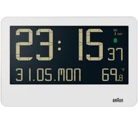 Braun BC14W-DCF, Modèle mural/de table, Horloge àradio, Forme rectangulaire, Couleur blanche, Écran LCD, Fonctionnement sur piles