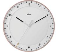 Horloge murale classique Braun à quartz, rose et blanche / mouvement silencieux et précis / trotteuse à effet flottant (sans tic-tac) / verre trempé / 30 cm