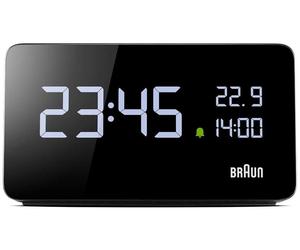 Braun BC20BEU, Tableau, Horloge numérique, Forme rectangulaire, Noir, Écran LCD, Alimentation par courant continu