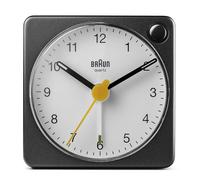 Braun Réveil analogique de Voyage Classique avec Fonction Snooze et lumière, Taille compacte, Mouvement à Quartz Silencieux, bip de l’Alarme en Crescendo, en Noir et Blanc, modèle BC02XBW.