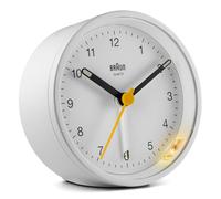 Braun Réveil analogique BC12W – Mécanisme silencieux, alarme progressive, aiguilles lumineuses