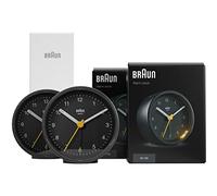 Braun Réveil analogique Classique avec Fonction Snooze et lumière, Mouvement à Quartz Silencieux, bip de l’Alarme en Crescendo, en Noir, modèle BC12B (2 Pack)