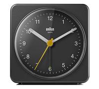 Braun Réveil analogique Classique avec Fonction Snooze et lumière, Mouvement de Balayage à Quartz Silencieux, bip de l’Alarme en Crescendo, en Noir, modèle BC03B