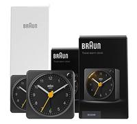 Braun Réveil analogique de Voyage Classique avec Fonction Snooze et lumière, Taille compacte, Mouvement à Quartz Silencieux, bip de l’Alarme en Crescendo, Noir, modèle BC02XB (2 Pack)