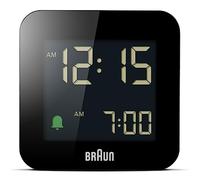 Braun Réveil de Voyage numérique avec Snooze, Taille compacte, écran LCD négatif, réglage Rapide, Alarme Crescendo Beep en Noir, modèle BC08B (Lot de 2)