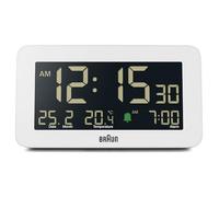 Braun Réveil numérique avec Affichage de la Date, du Mois et de la température, écran LCD négatif, réglage Rapide, bip de l’Alarme en Crescendo, modèle BC10W Blanc.