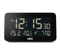 Braun Réveil numérique avec Affichage de la Date, du Mois et de la température, écran LCD négatif, réglage Rapide, Alarme Crescendo Beep en Noir, modèle BC10B (1 Paquet)