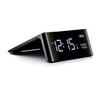 Braun Réveil numérique de avec écran LCD, Touche Snooze, Configuration Rapide, réglage Automatique de la luminosité de l'écran, Alarme sonore, en Noir, modèle BC16BEU.
