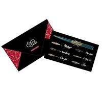 Brause 25400T - Une pochette pour l'écriture et la calligraphie contenant 6 plumes (Sténo, Cito fein, Ecolière, Plakat 5mm, Rose et Bandzug 2mm) et un porte-plume, noir