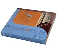 Brause 98206SB - Coffret calligraphie junior avec 3 plumes, un porte-plume, un pinceau, une planche d'étiquettes, un flacon d'encre bleue Jacques Herbin et un cahier d'initiation (anglais/allemand)