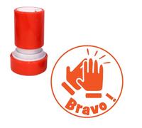 Bravo ! Tampon Encreur Enseignant - Orange 22mm, Re-éncrable^