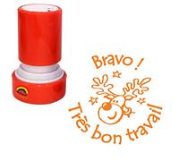 Bravo ! Très bon travail Tampon Encreur Enseignant - Orange 22mm, Re-éncrable^