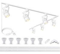 Bravsekai Plafonnier Rail Spot Led Moderne,Spots De Plafond Gu10 6 TêTes,Kit D'éClairage Spot Sur Rail Plafond 2M 3000K,Rails de Spots-Cuisine Salon Salle a Manger