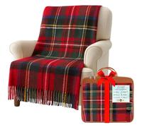 BRAW CLANS TARTANS Couverture en Laine Douce à Carreaux Tartan - 185 x 77 cm - Motif Tartan écossais avec Franges - Couverture Chaude pour canapé, Voyage et Voiture pour la fête des mères ou Noël