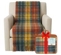 BRAW CLANS TARTANS Couverture en Laine Douce à Carreaux Tartan - 185 x 77 cm - Motif Tartan écossais avec Franges - Couverture Chaude pour canapé, Voyage et Voiture pour la fête des mères ou Noël