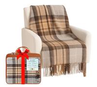 BRAW CLANS TARTANS Couverture en Laine Douce à Carreaux Tartan - 185 x 77 cm - Motif Tartan écossais avec Franges - Couverture Chaude pour canapé, Voyage et Voiture pour la fête des mères ou Noël