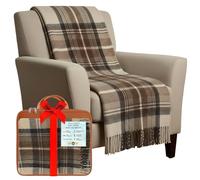 BRAW CLANS TARTANS Couverture en Laine Douce à Carreaux Tartan - 185 x 77 cm - Motif Tartan écossais avec Franges - Couverture Chaude pour canapé, Voyage et Voiture pour la fête des mères ou Noël
