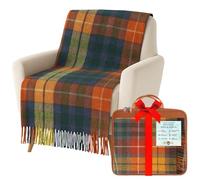 BRAW CLANS TARTANS Couverture en Laine Douce à Carreaux Tartan - 185 x 77 cm - Motif Tartan écossais avec Franges - Couverture Chaude pour canapé, Voyage et Voiture pour la fête des mères ou Noël