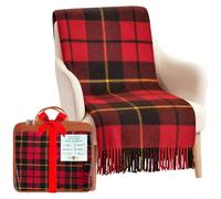 BRAW CLANS TARTANS Couverture en Laine Douce à Carreaux Tartan - 185 x 77 cm - Motif Tartan écossais avec Franges - Couverture Chaude pour canapé, Voyage et Voiture pour la fête des mères ou Noël