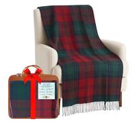 BRAW CLANS TARTANS Couverture en Laine Douce à Carreaux Tartan - 185 x 77 cm - Motif Tartan écossais avec Franges - Couverture Chaude pour canapé, Voyage et Voiture pour la fête des mères ou Noël
