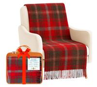 BRAW CLANS TARTANS Couverture en Laine Douce à Carreaux Tartan - 185 x 77 cm - Motif Tartan écossais avec Franges - Couverture Chaude pour canapé, Voyage et Voiture pour la fête des mères ou Noël