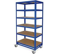 BRB Chariot de Palette/Chariot de Préparation avec 6 Niveaux, Capacité de Charge 200 kg, LxPxH 900x500x1920 mm, bleu, RAL 5010