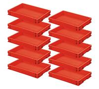 BRB Lot de 10 bacs Euro avec 2 poignées, L x l x H 600 x 400 x 75 mm, PP, rouge