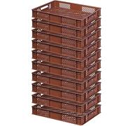 BRB Lot de 10 conteneurs euro, L x l x H 600 x 400 x 90 mm, contenance 15 l, marron