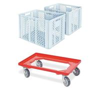 BRB Lot de 2 boîtes de boulangerie - L x l x H : 600 x 400 x 410 mm - Avec roulette de transport (blanc)