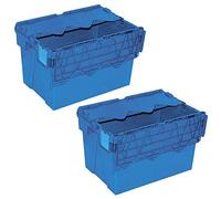 BRB Lot de 2 récipients d'expédition réutilisables avec couvercle, 70 l, 600 x 400 x 400 mm, bleu