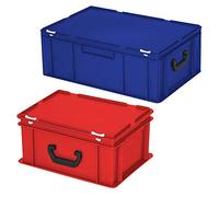 BRB Lot de 2 valises euro, 1 x L x l x H 600 x 400 x 230 mm, 43 l, bleu + 1 x L x l x H 400 x 300 x 180 mm, 16 l, rouge