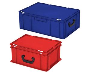 BRB Lot de 2 valises euro, 1 x L x l x H 600 x 400 x 230 mm, 43 l, bleu + 1 x L x l x H 400 x 300 x 180 mm, 16 l, rouge