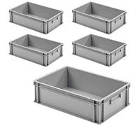 BRB Lot de 5 bacs Euro avec 2 poignées, 600 x 400 x 175 mm, gris