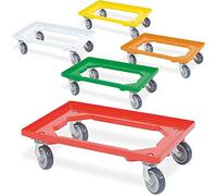 BRB Lot de 5 roulettes de logistique pour conteneurs 600 x 400 mm (jaune/vert/orange/rouge/blanc)